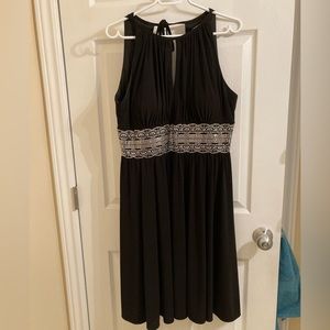 Laura tie halter dress, black, size 16 with silver detailing  at waist